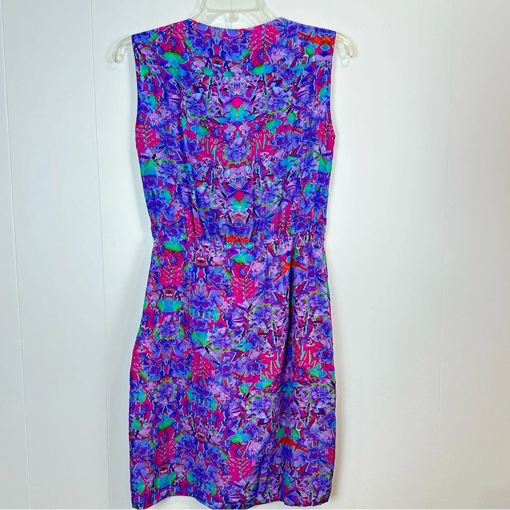 Nanette Lepore Abstract Colorful Faux Wrap  100% Silk Dress Women’s Size 2🌸
